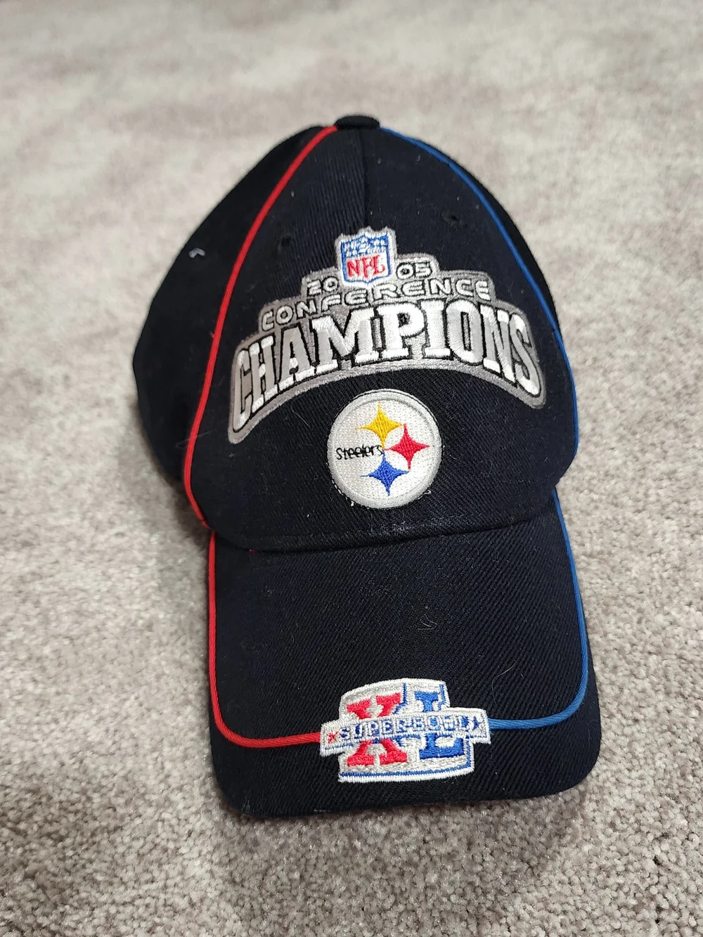 NFL Pittsburgh Steelers Black Red Blue Conference Champions Hat